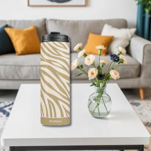 Zebra Print-Beige Thermal Tumbler