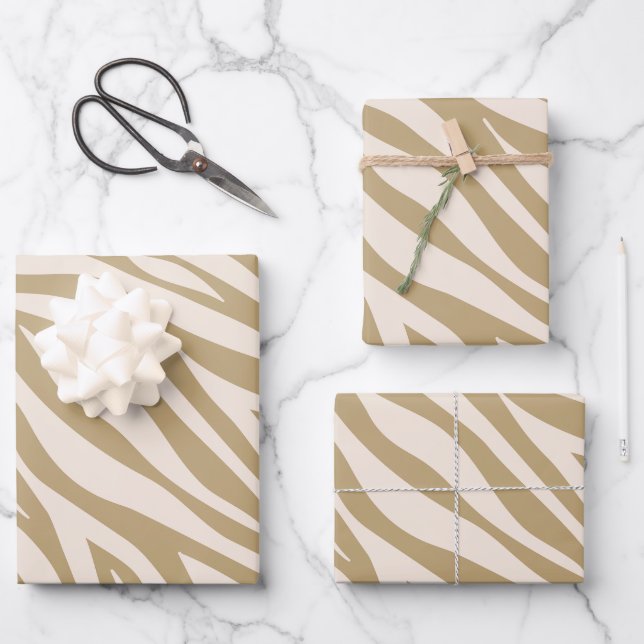 Zebra Print-Beige- Wrapping Paper Sheet (Front)