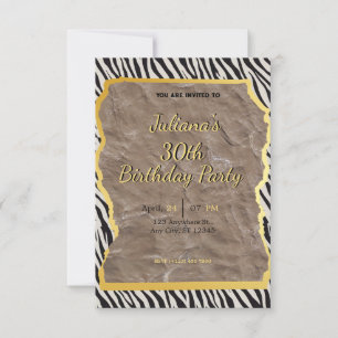 Zebra print birthday invitation
