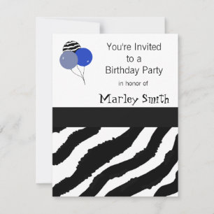 Zebra Print Birthday Invitation