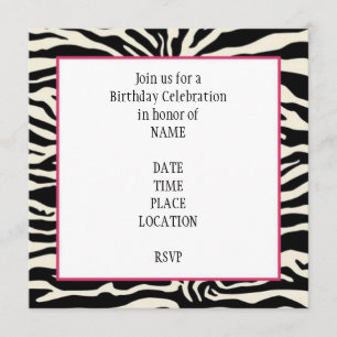 Zebra Print Birthday Invitation