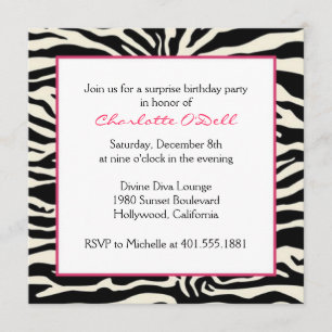 Zebra Print Birthday Invitation