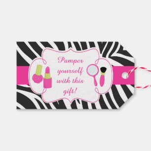 Zebra print birthday Pamper Party Gift Tags