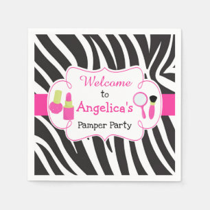 Zebra print birthday Pamper Party Napkin