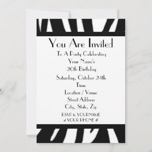 Zebra Print Birthday Party Invitation