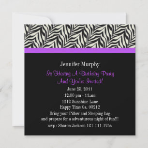 Zebra Print Birthday Party Invitations