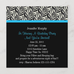 Zebra Print Birthday Party Invitations