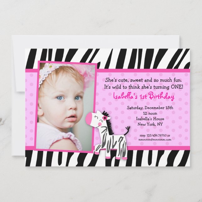 Zebra Print Birthday party Invitations (Front)