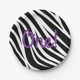 Zebra Print Birthday Party Kids Paper Plate