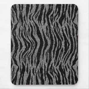 Zebra Print Black and Gray Silver Mouse Mat