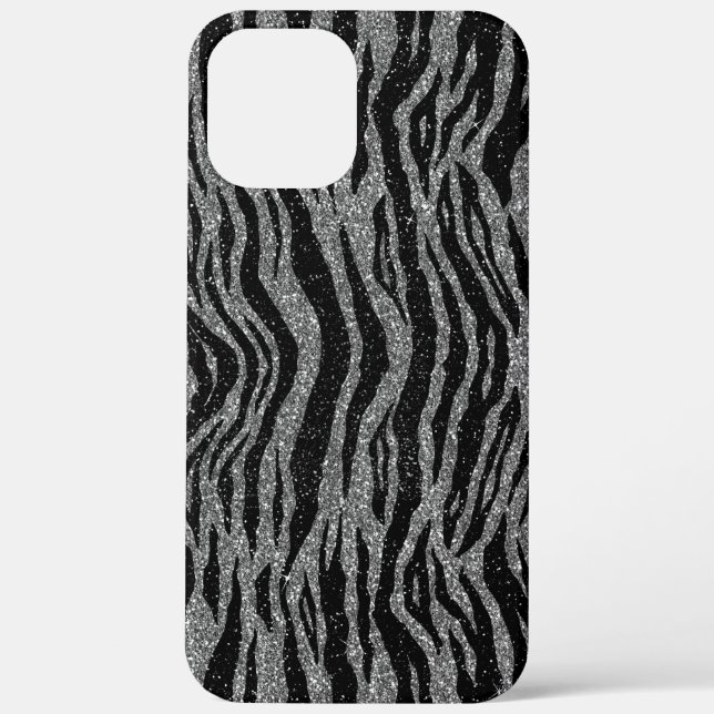 Zebra Print Black and Grey Silver Case-Mate iPhone Case (Back)