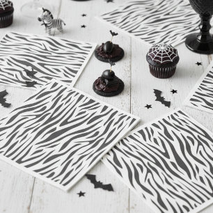 Zebra Print Black and White Party Napkin