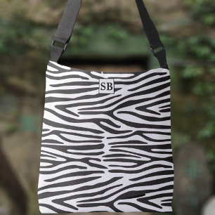 Zebra Print Black and White Stripes Crossbody Bag