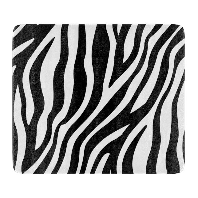 Zebra Print Black And White Stripes Pattern Cutting Board (Front)