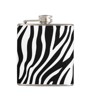 Zebra Print Black And White Stripes Pattern Hip Flask