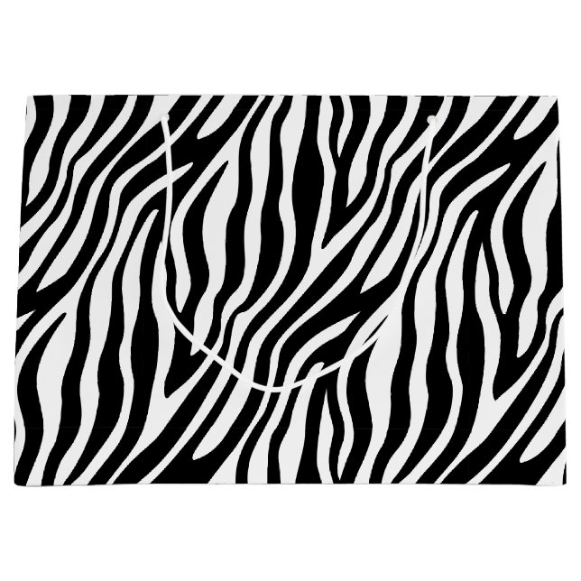 Zebra Print Black And White Stripes Pattern Large Gift Bag (Front)