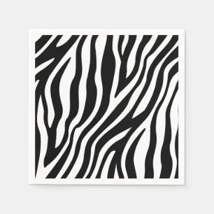 Zebra Print Black And White Stripes Pattern Napkin