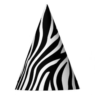 Zebra Print Black And White Stripes Pattern Party Hat