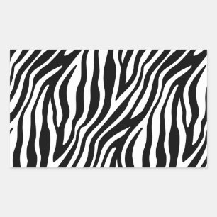 Zebra Print Black And White Stripes Pattern Rectangular Sticker