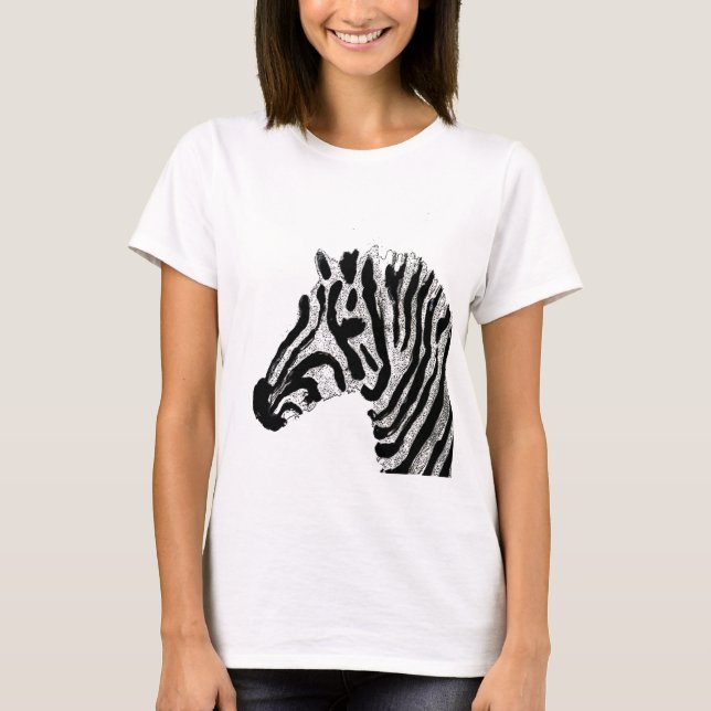 Zebra Print Black and White Stripes T-Shirt (Front)