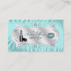 Zebra Print Blue Ice Glitter Cosmetologist Business Card