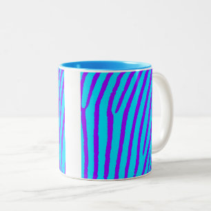 Zebra Print (Blue & Purple) Two-Tone Coffee Mug