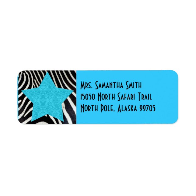 Zebra Print Blue Star - Custom Address (Front)