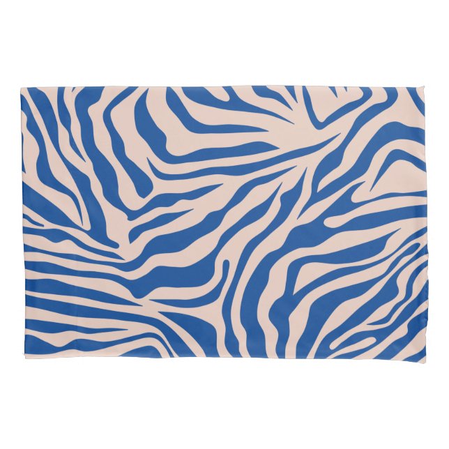 Zebra Print Blue Zebra Stripes Animal Print Pillowcase (Front)