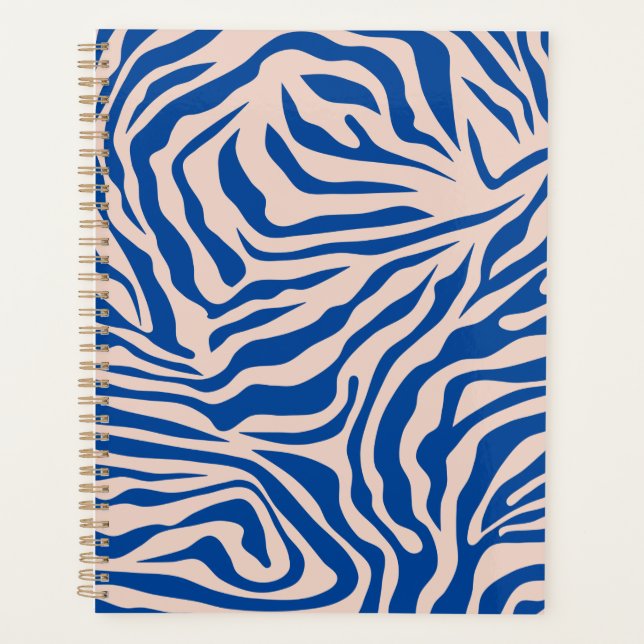 Zebra Print Blue Zebra Stripes Animal Print Planner (Front)