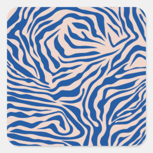 Zebra Print Blue Zebra Stripes Animal Print Square Sticker