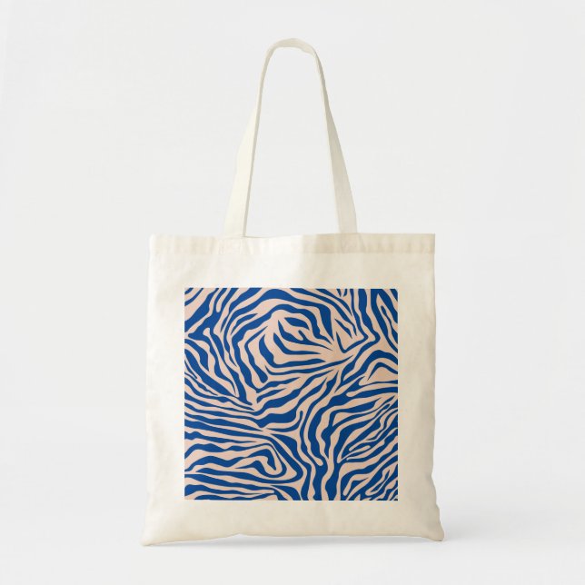 Zebra Print Blue Zebra Stripes Animal Print Tote Bag (Front)