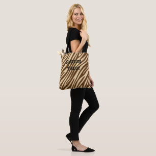 Zebra Print Brown Tote Bag