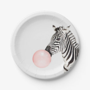 Zebra print Bubble gum Paper Plate