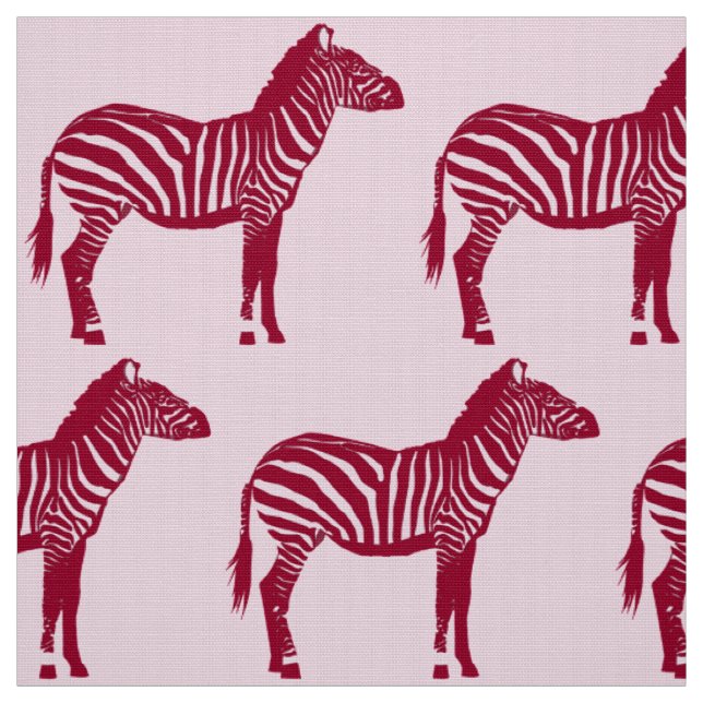 Zebra Print - Burgundy and Pink Fabric (Swatch)