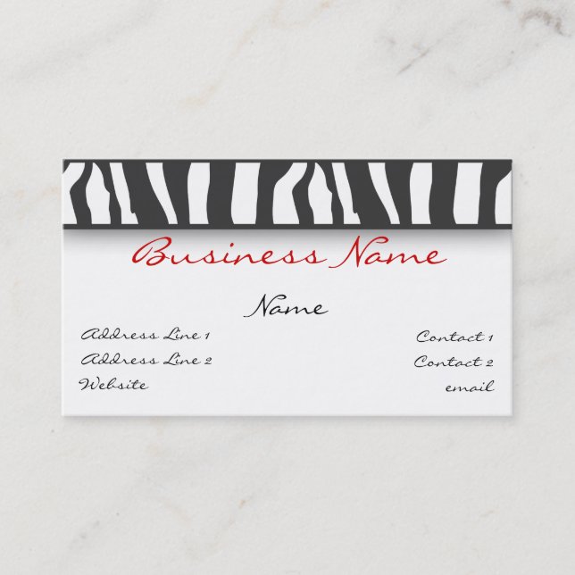 Zebra Print Business Card (Front)