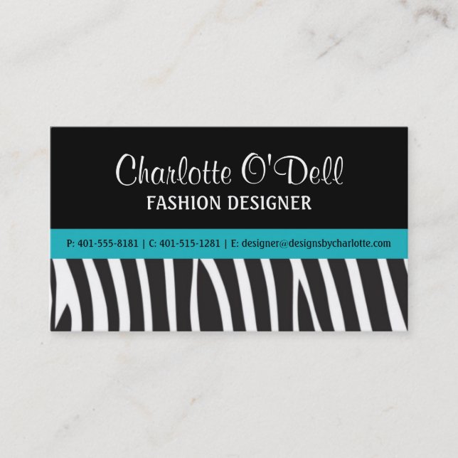 Zebra Print Business Cards (Front)