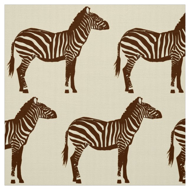 Zebra Print - Chocolate Brown and Beige Fabric (Swatch)