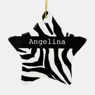 Zebra Print Christmas Personalised Name Ornament