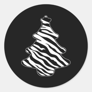 Zebra Print Christmas Tree Pajama Xmas Animal Love Classic Round Sticker