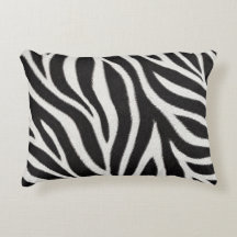 Zebra Print Cotton Pillow | Black and White Animal