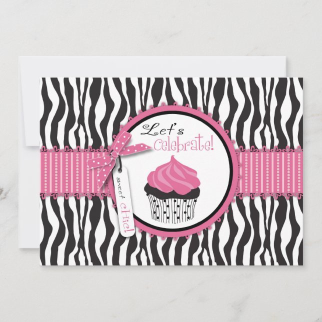 Zebra Print & Cupcake Birthday (Front)