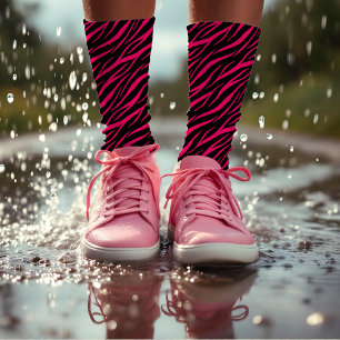 Zebra Print Cute Modern & Elegant Girly Pink Black Socks