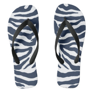 zebra print dark blue Flip Flops
