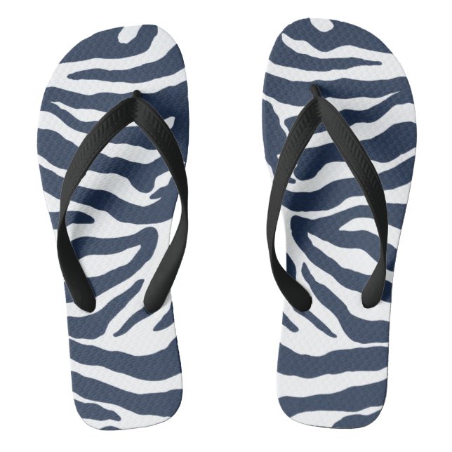 zebra print dark blue Flip Flops (Footbed)