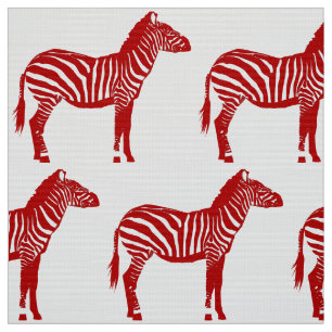 Zebra Print - Deep Red and White Fabric