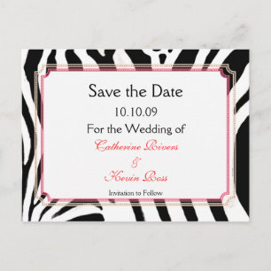 ZEBRA PRINT/DIY EVENT/SAVE THE DATE ANNOUNCEMENT POSTCARD