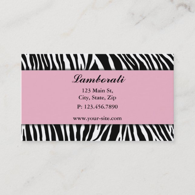 Zebra Print Fashion Designer Hair Stylist Salon Business Card (Front)