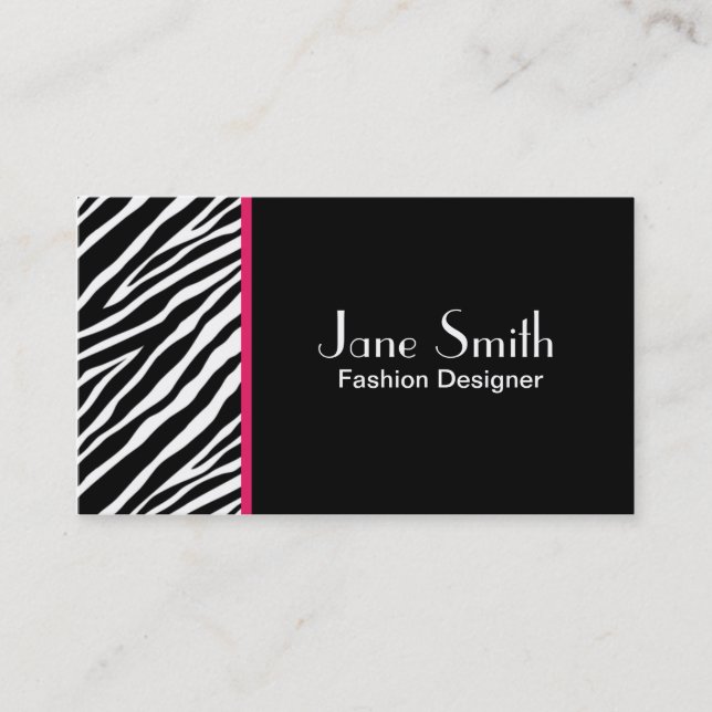 Zebra Print Fashion Designer Hair Stylist Salon Business Card (Front)