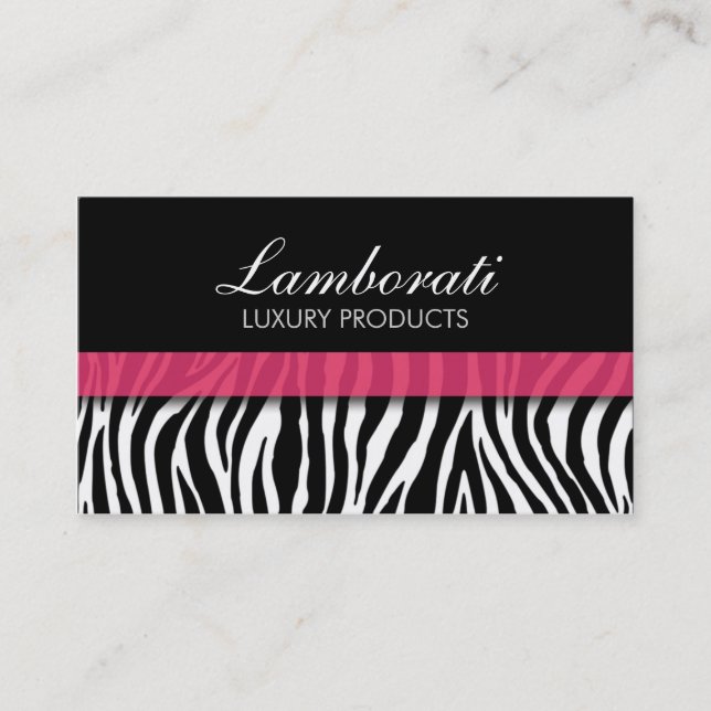 Zebra Print Fashion Elegant Modern Classy Black Business Card (Front)
