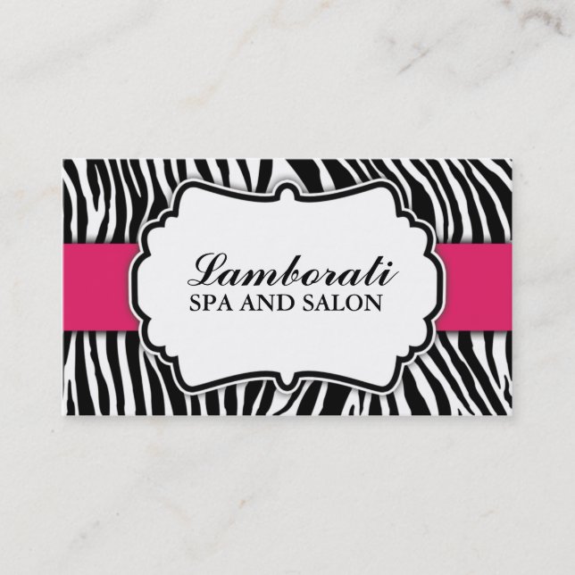 Zebra Print Fashion Hot Pink Elegant Modern Classy Business Card (Front)